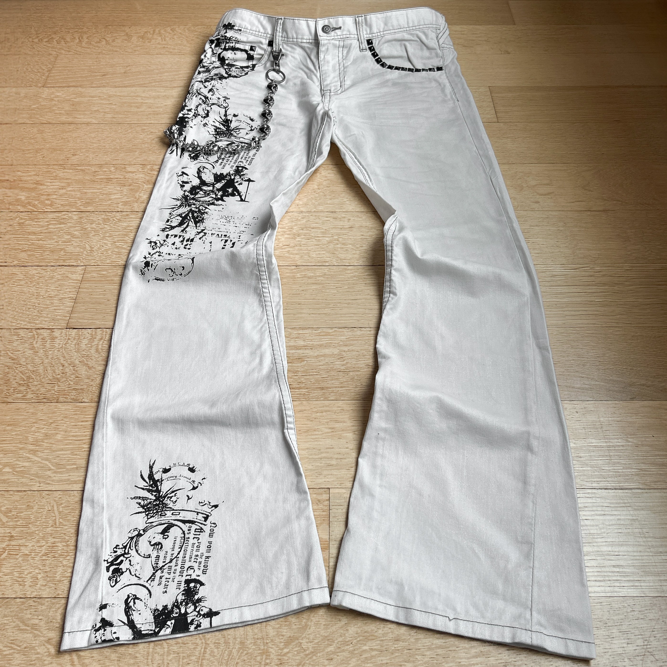 パンツ Tornado Mart studs&fringe flare denim Tornado Mart Flared Lace-Up Denim – Paroxa Studios