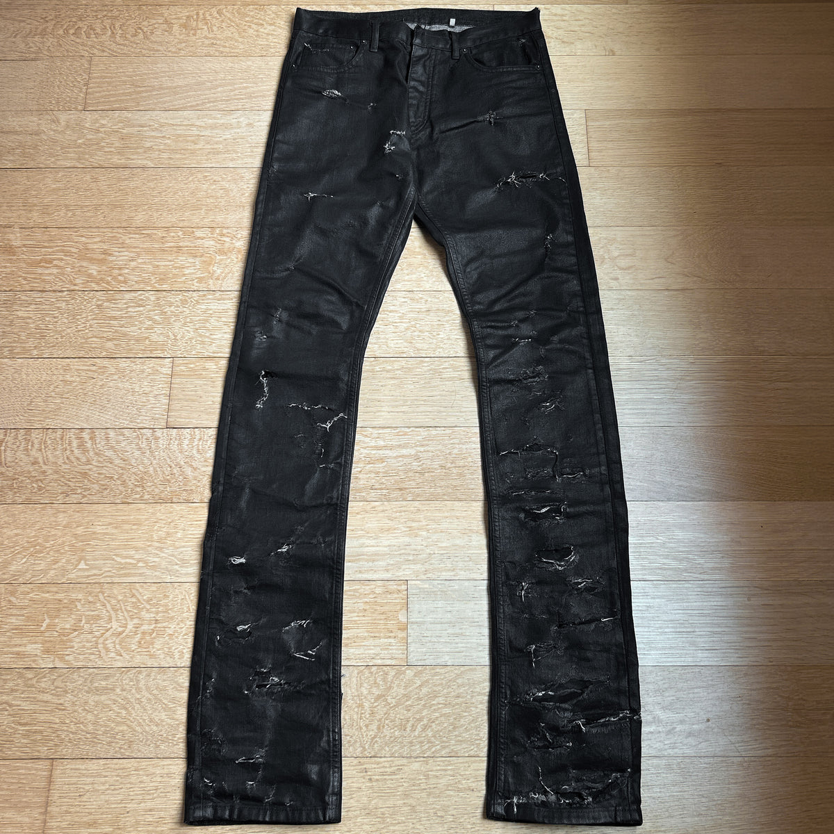 Ss04 SS04 Dior by Hedi Slimane “Strip” Distressed Waxed Jeans – goatskn