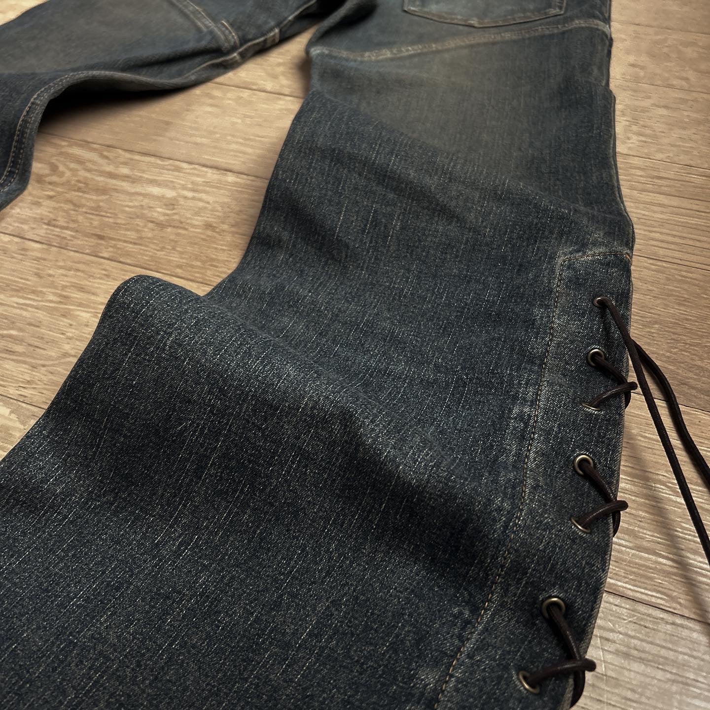 Tornado Mart Lace-Up Mud Wash Flared Jeans – goatskn